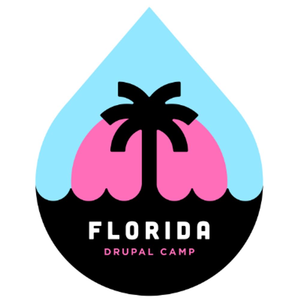 Florida DrupalCamp drupal drop with palm tree logo
