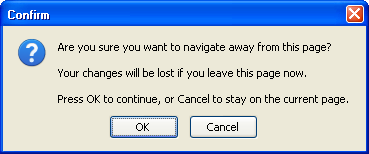 Dirty Forms popup warning at onBeforeUnload.