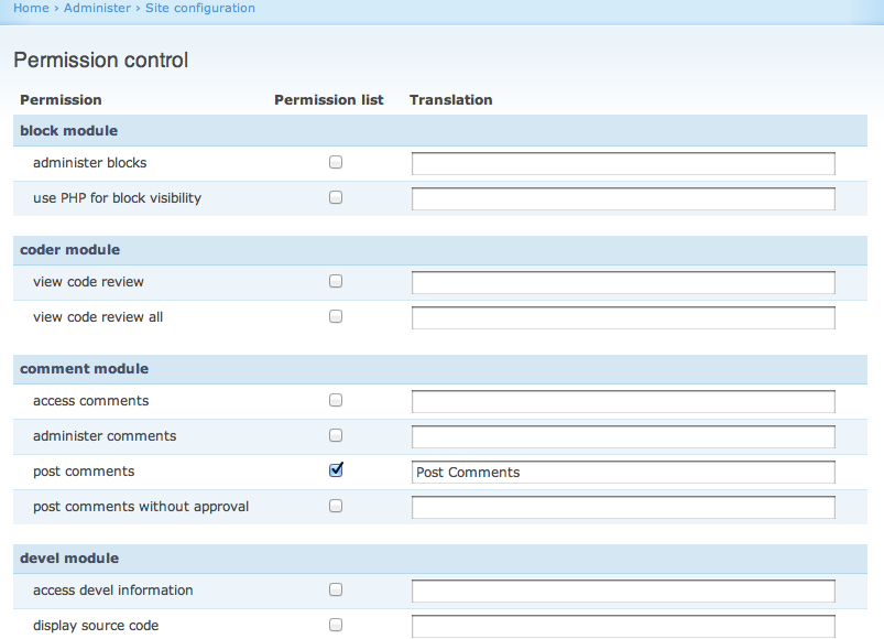 Permission Control Settings