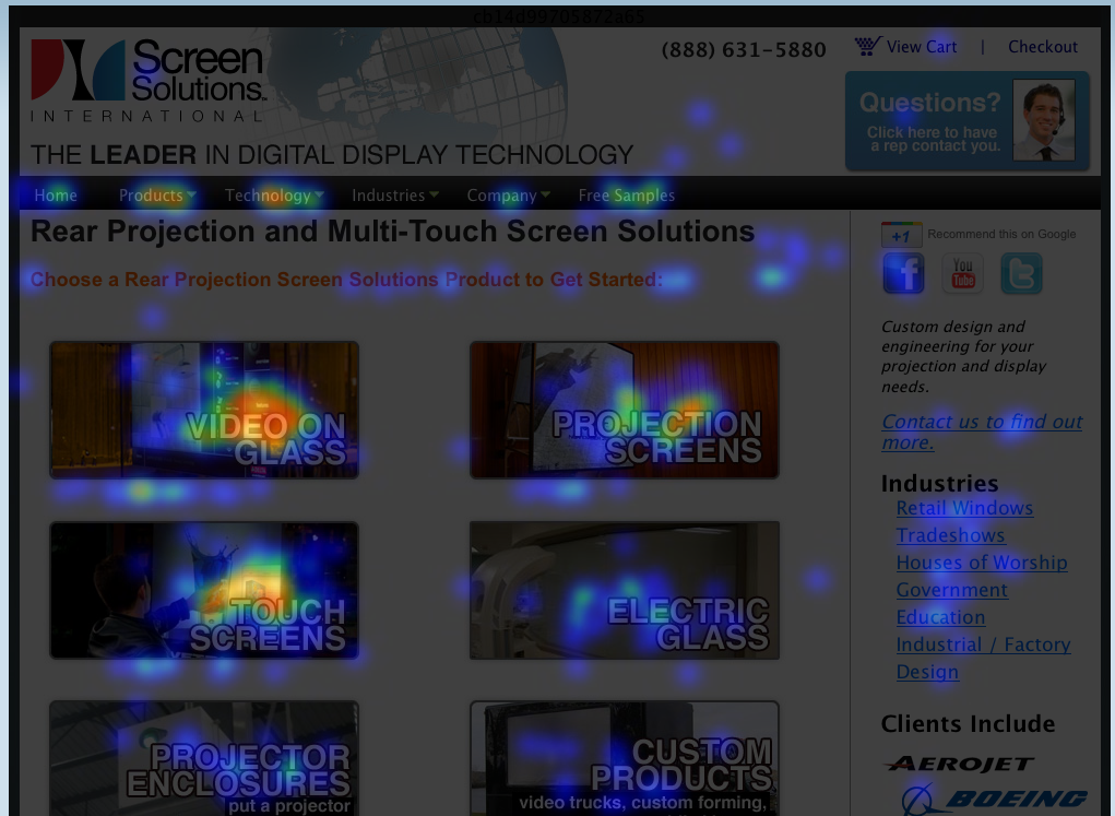 Sample website heat map from Crazy Egg