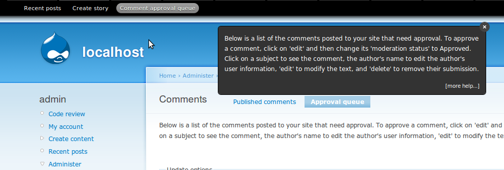 Simple example toolbar for site contributor