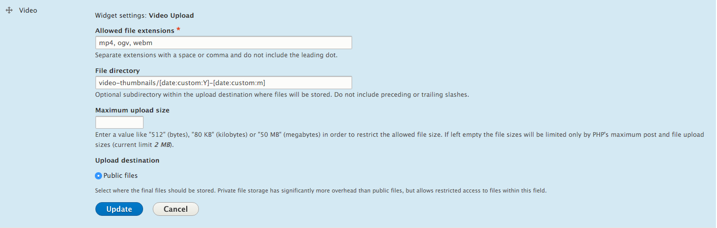 Video Upload Widget