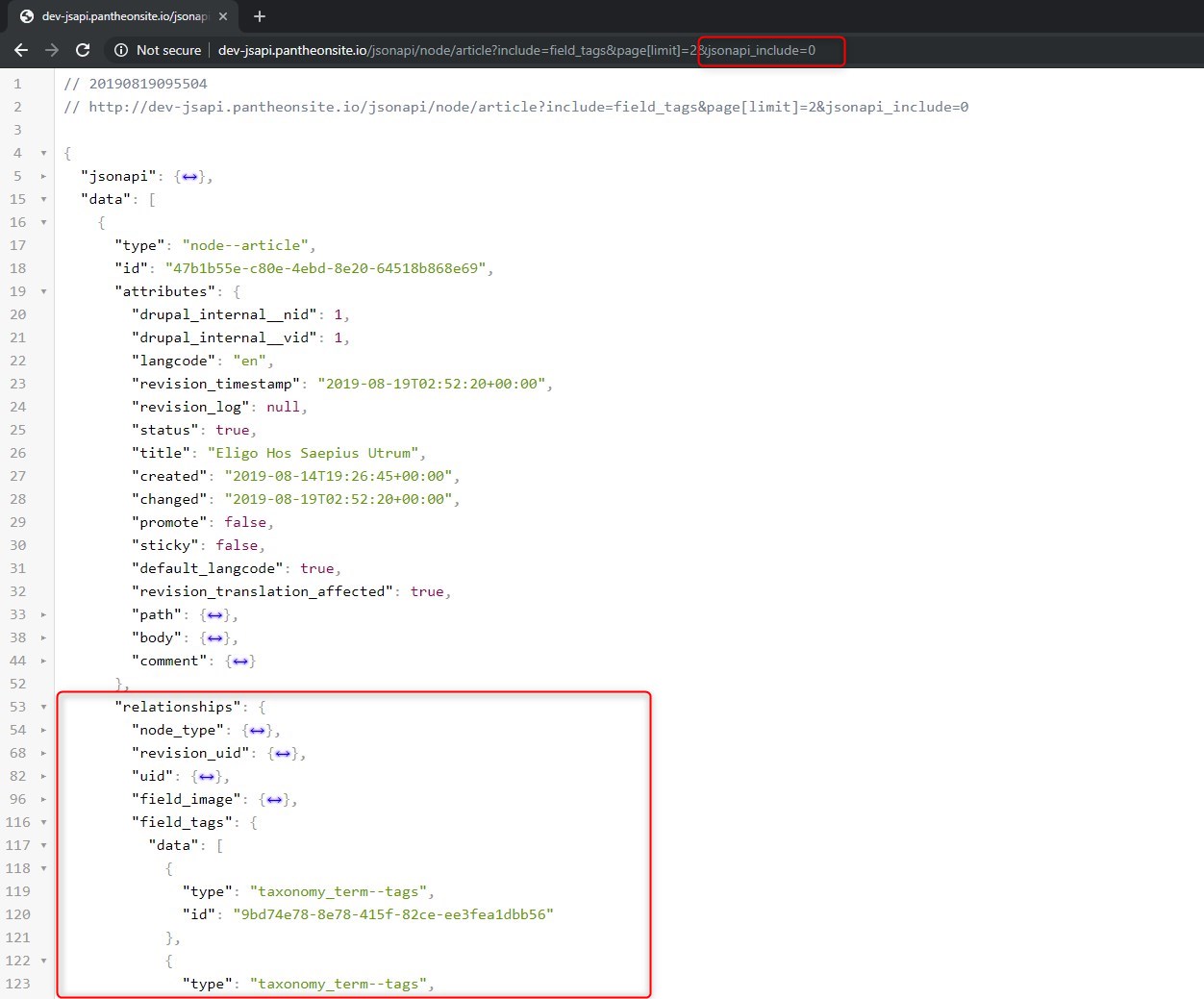 JSON API default