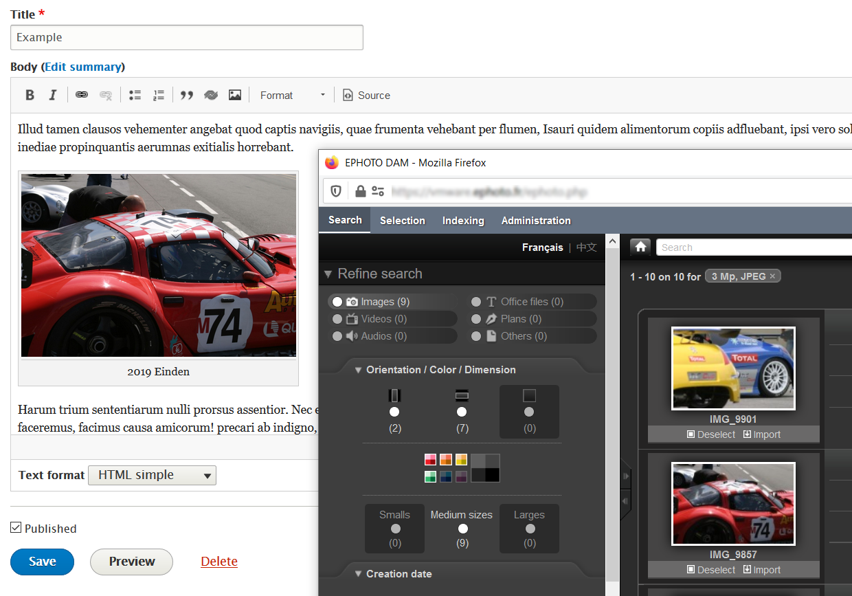 Ephoto Dam module in the context of use