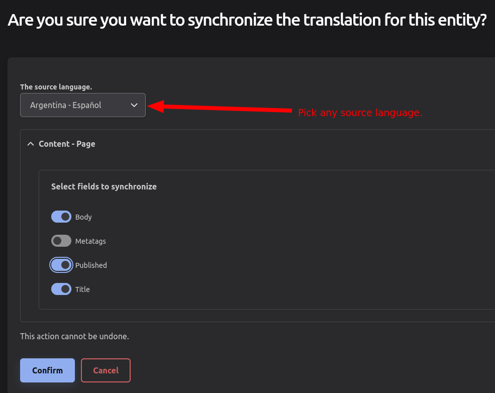 Select the fields to sync
