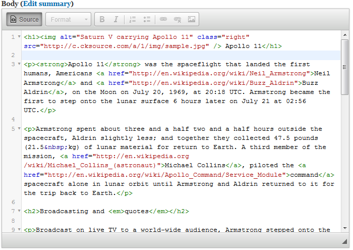 CKEditor CodeMirror module