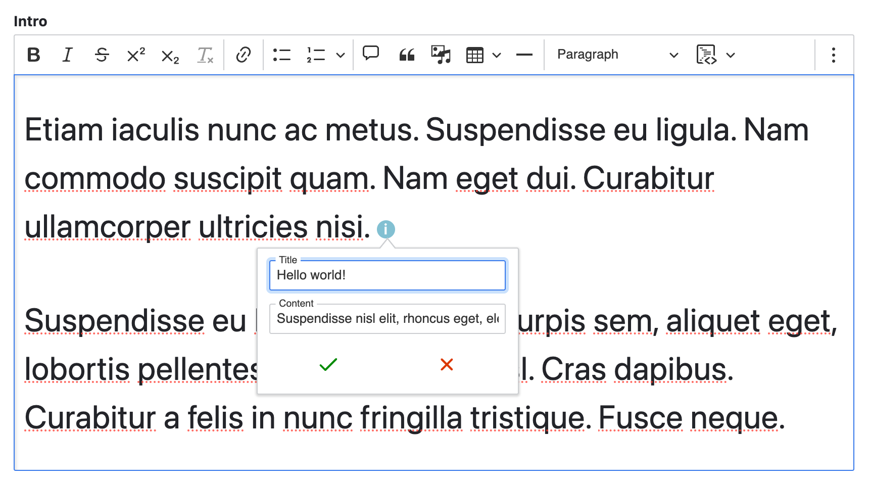 CKEditor Tooltips icon