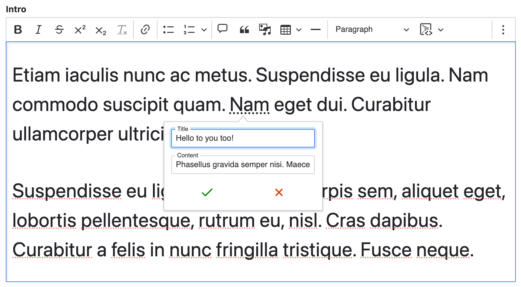 CKEditor Tooltips selected text