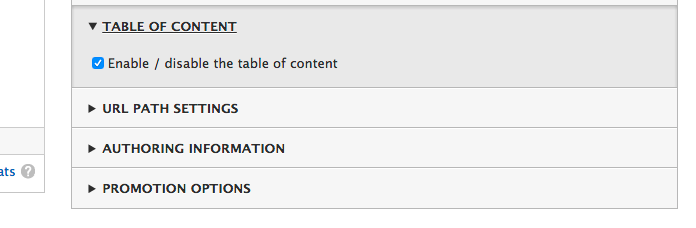 Enable / disable toc per node