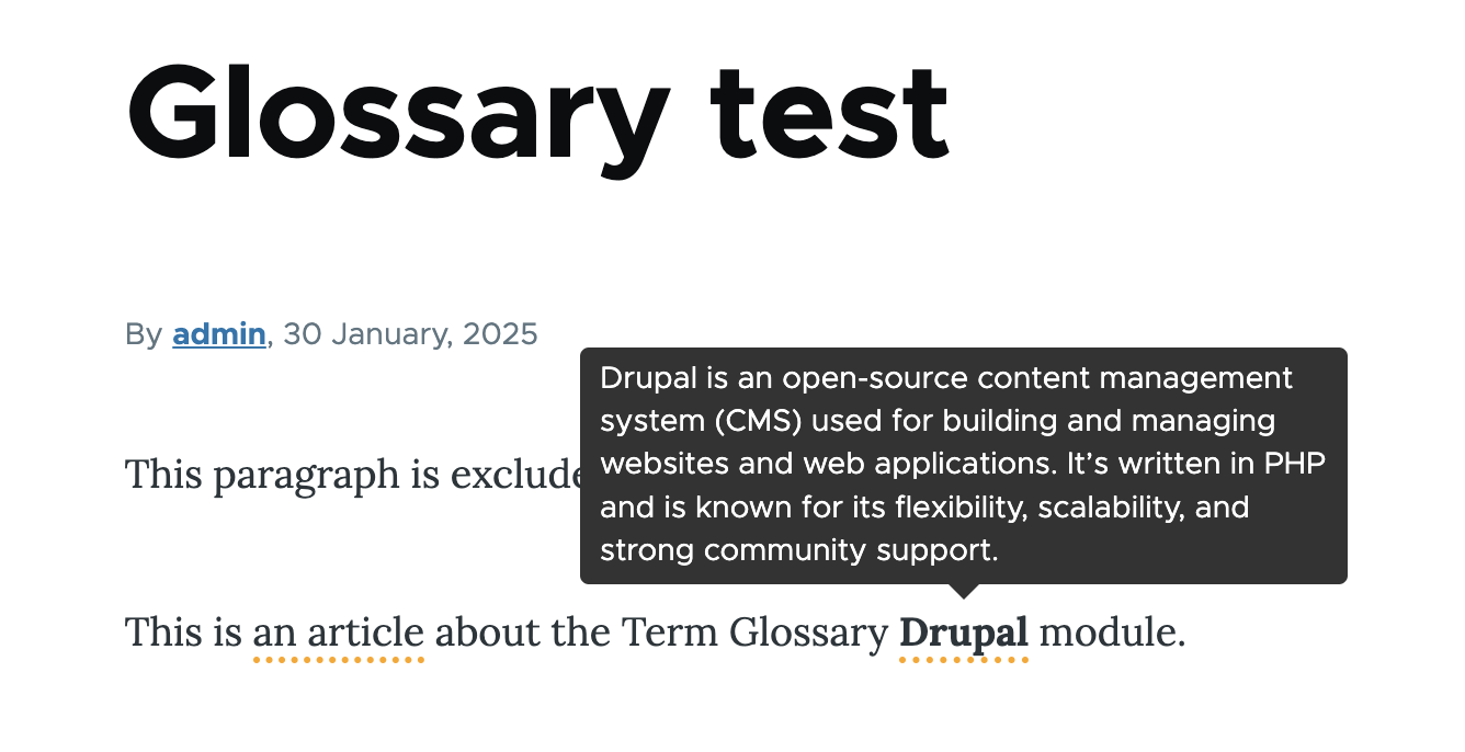 Taxonomy term glossary using a Tippy.js tooltip