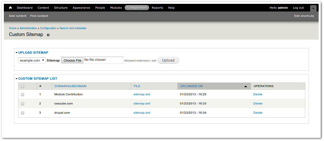 Custom Sitemap screenshot