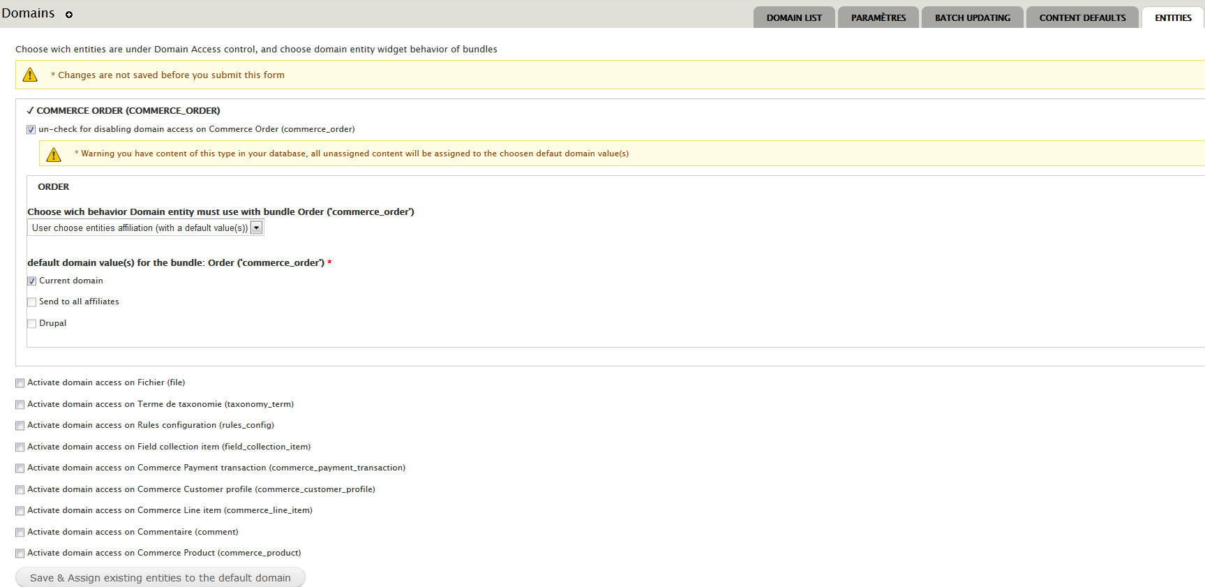Domain entity UI