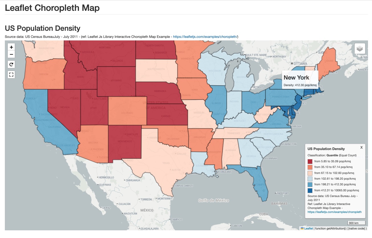Drupal Leaflet Choropleth module - US States Population Density