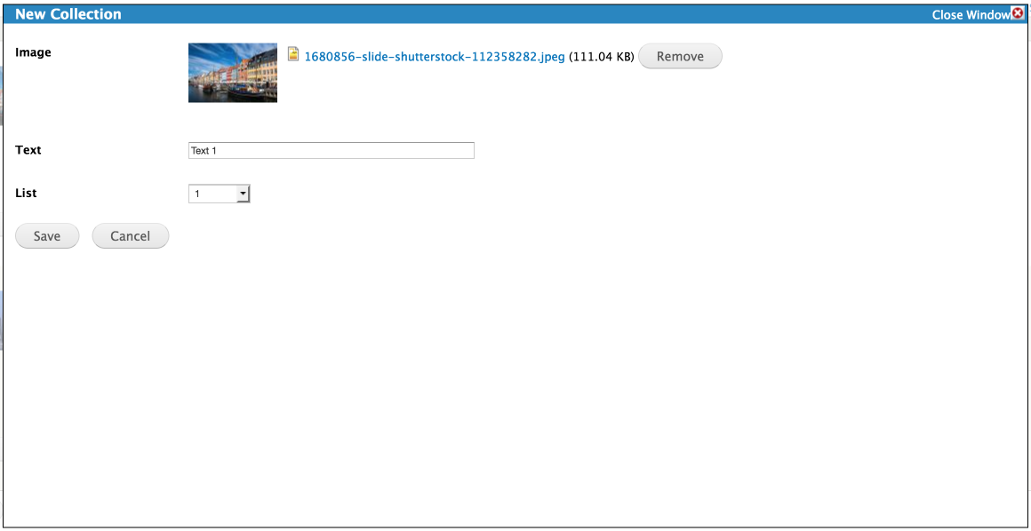 Edit modal dialog