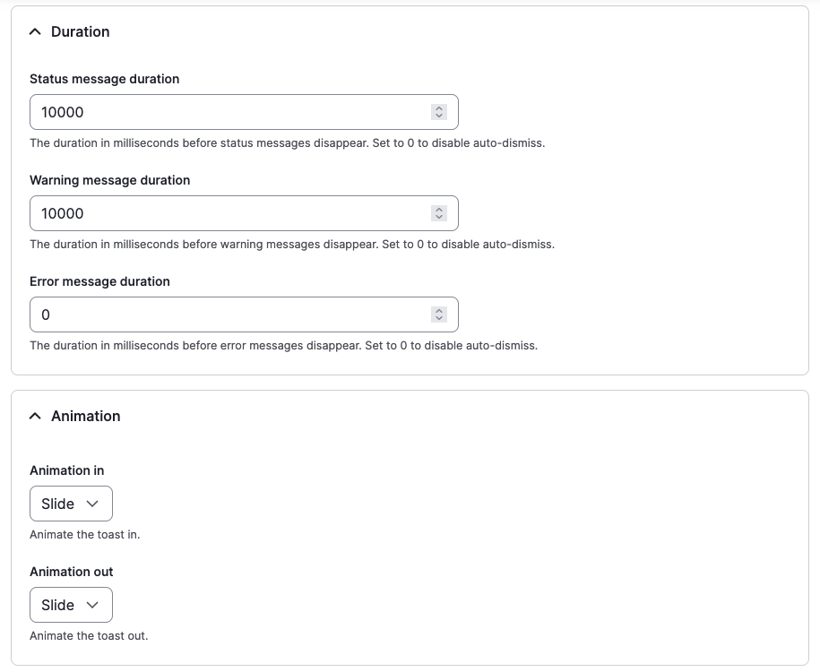 General settings