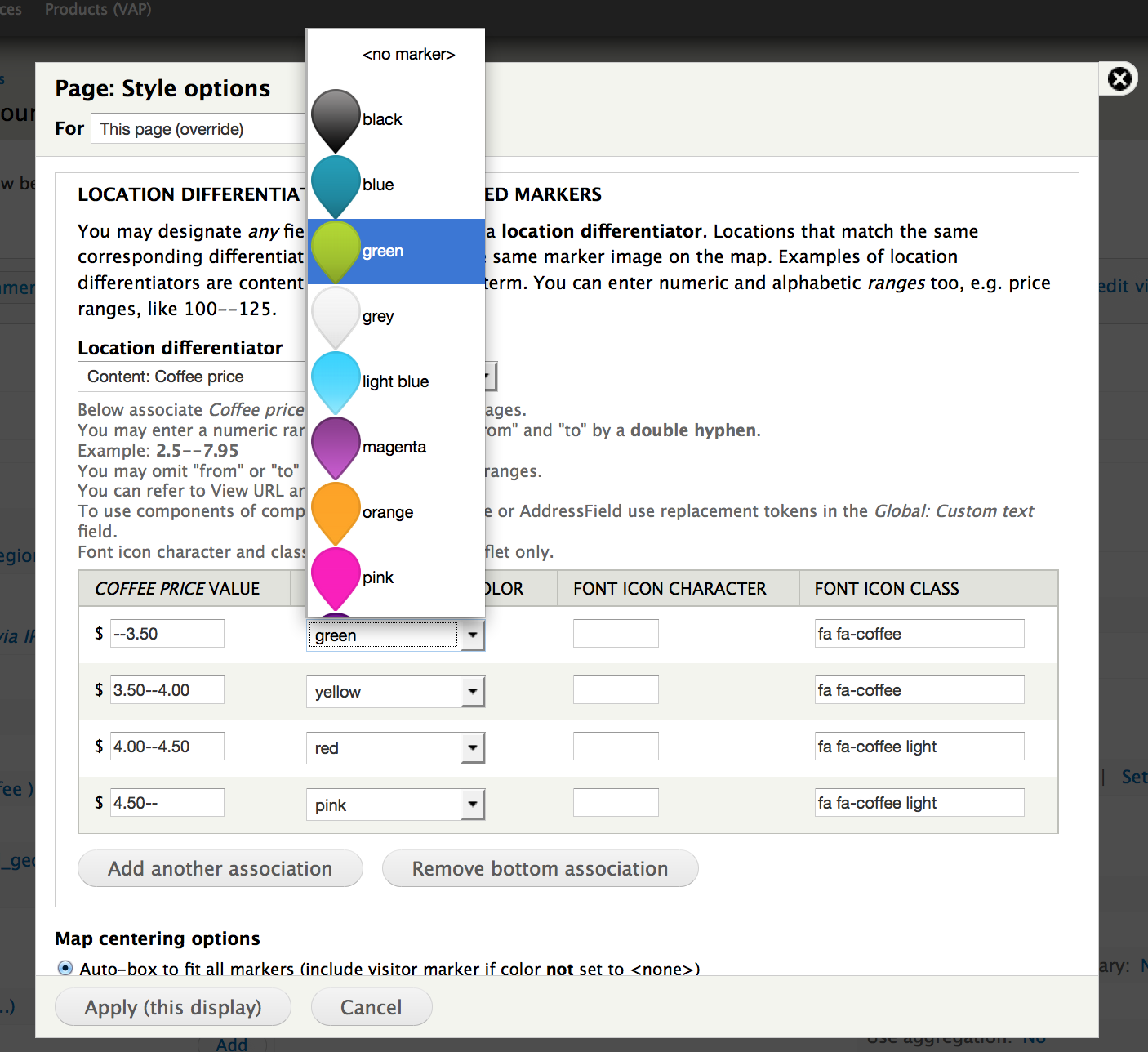 IPGV&M differentiator configuration panel