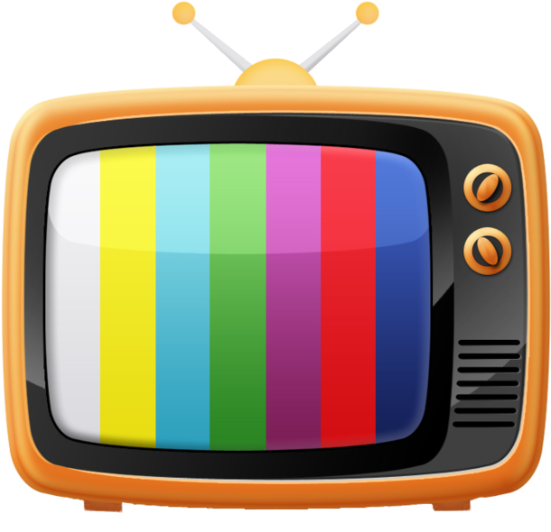 Icon depicting classic TV with color bars