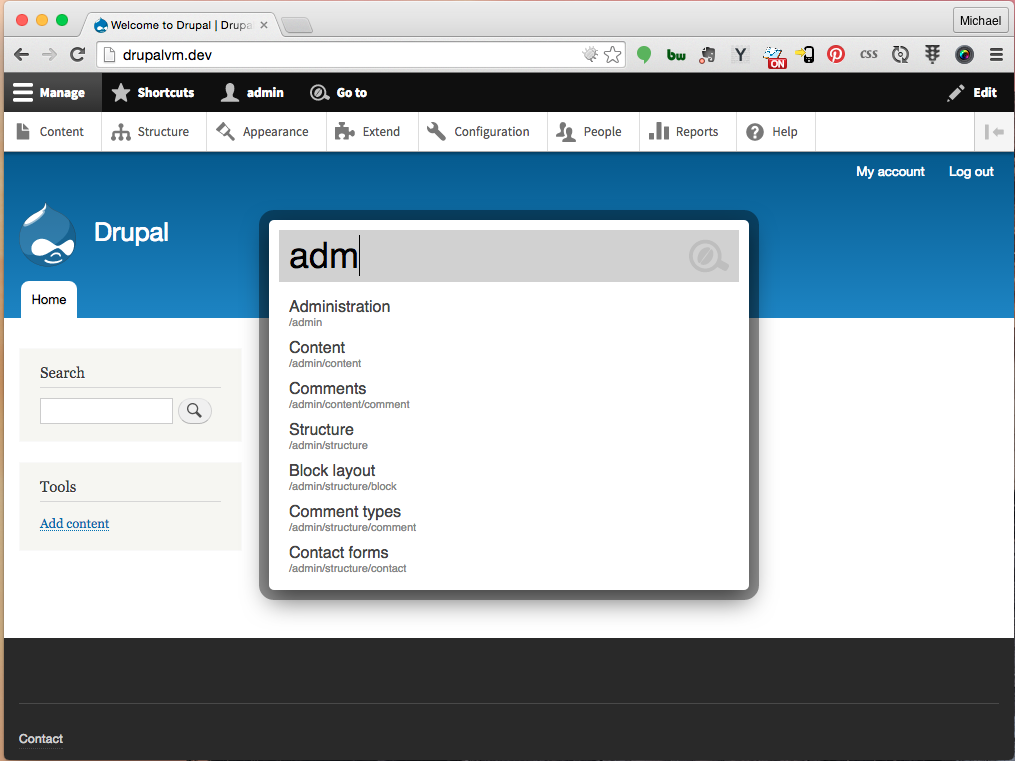 Screenshot: Coffee opened in D8