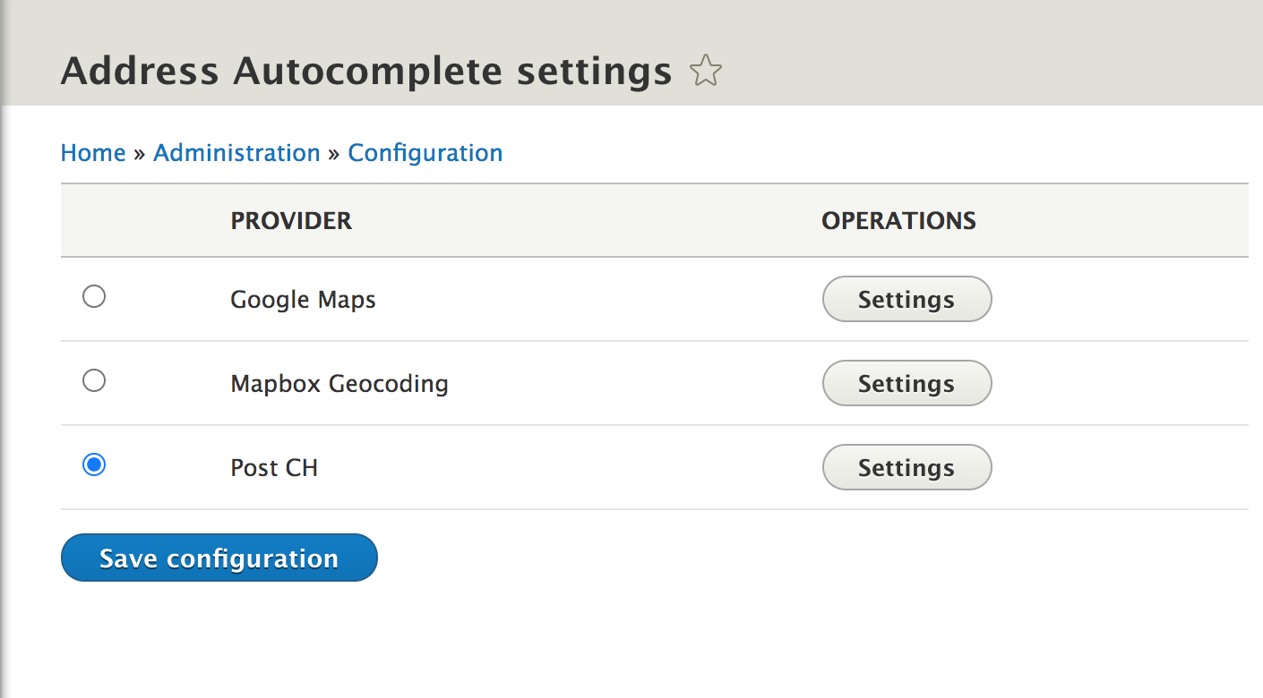 Address Autocomplete Settings