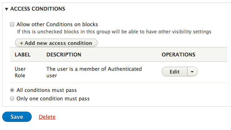 Block Group Visibility Access Settings