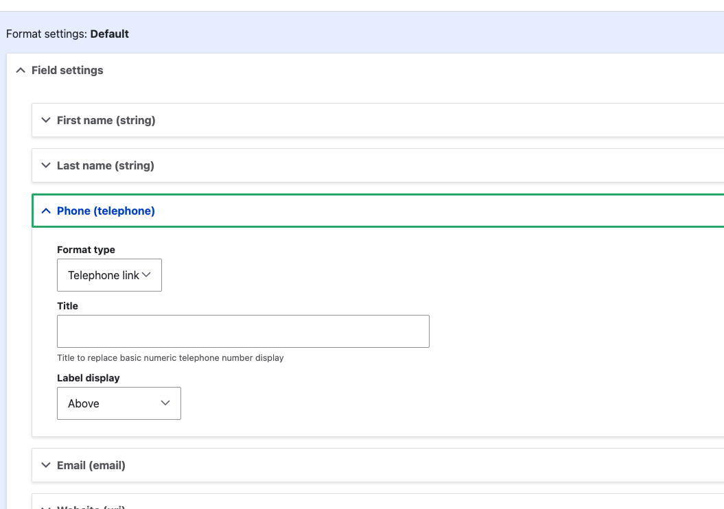 Example formatter settings