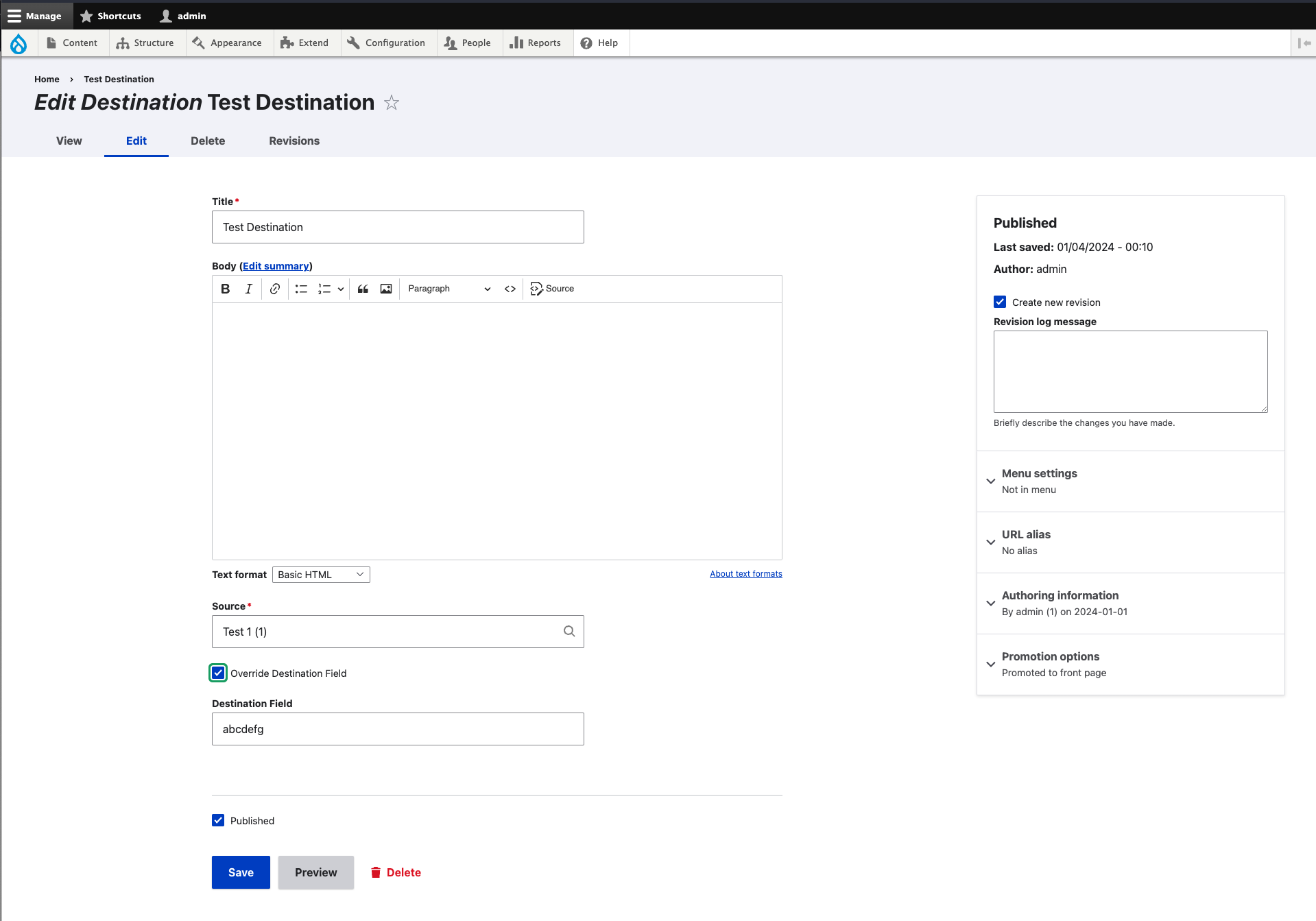 Inheritance on Destination Form with Override Plugin