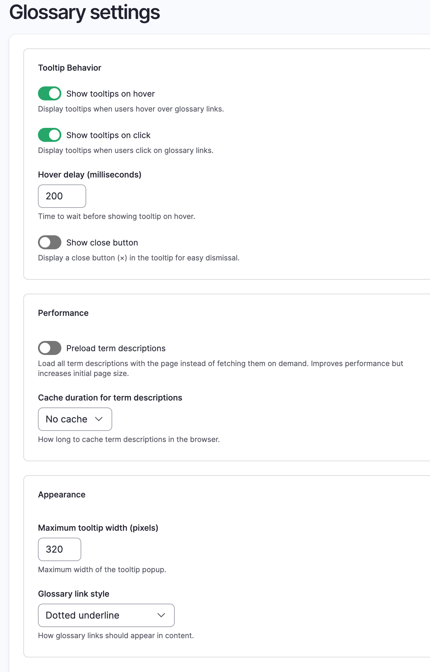 Drupal CKEditor Taxonomy Glossary Configurations