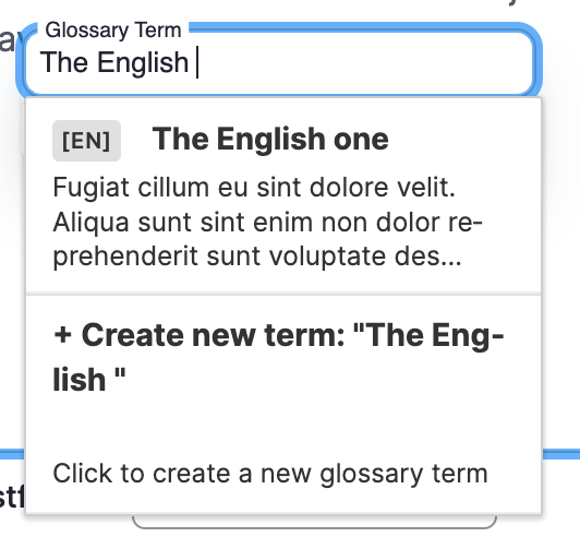CKEditor Taxonomy Glossary term creation