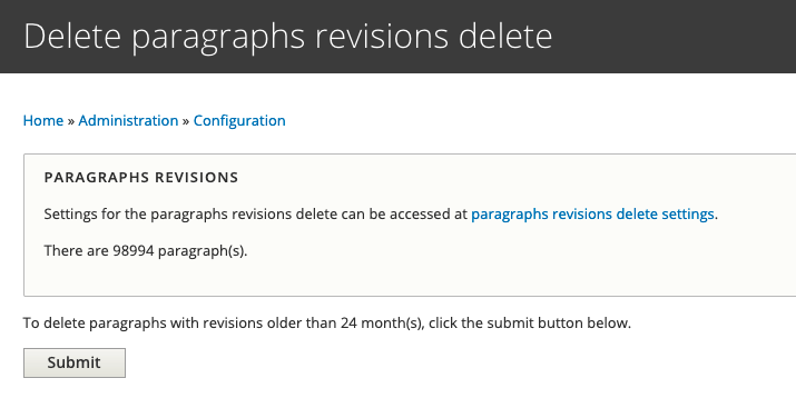 Paragraphs revisons delete form
