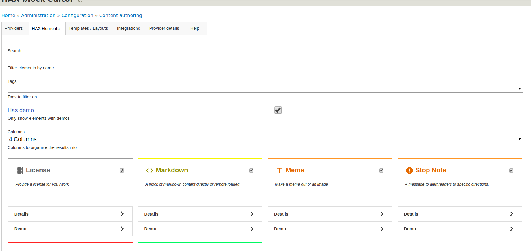 Drupal settings page