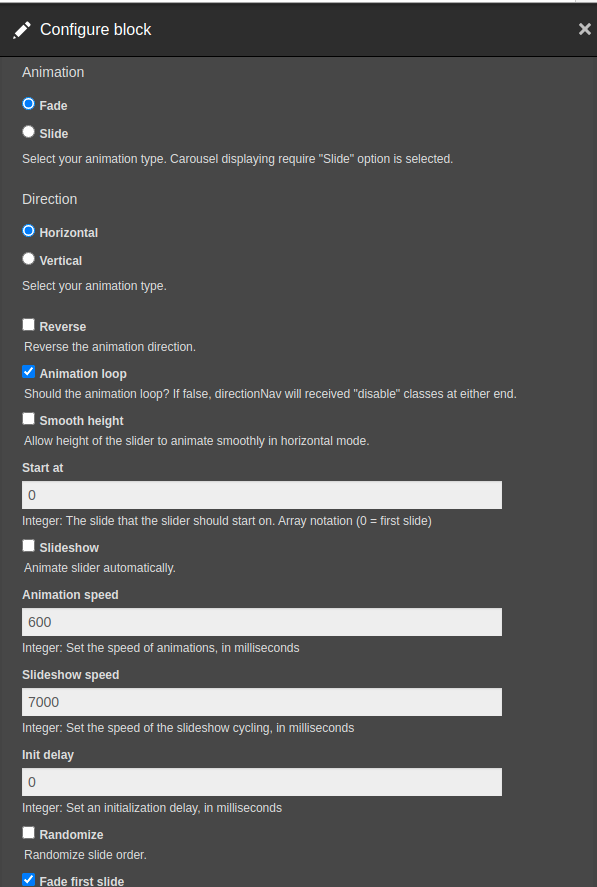 EPT Slideshow settings