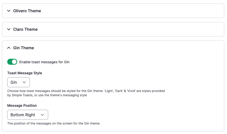 Theme settings