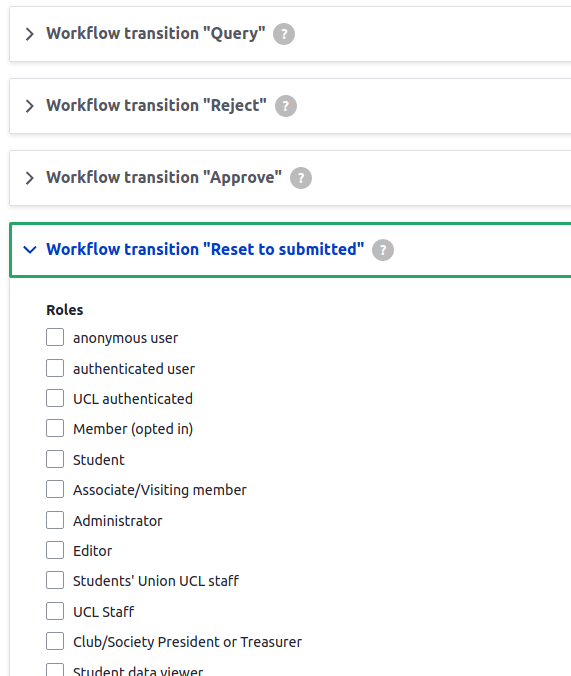 Access can be set for each transition