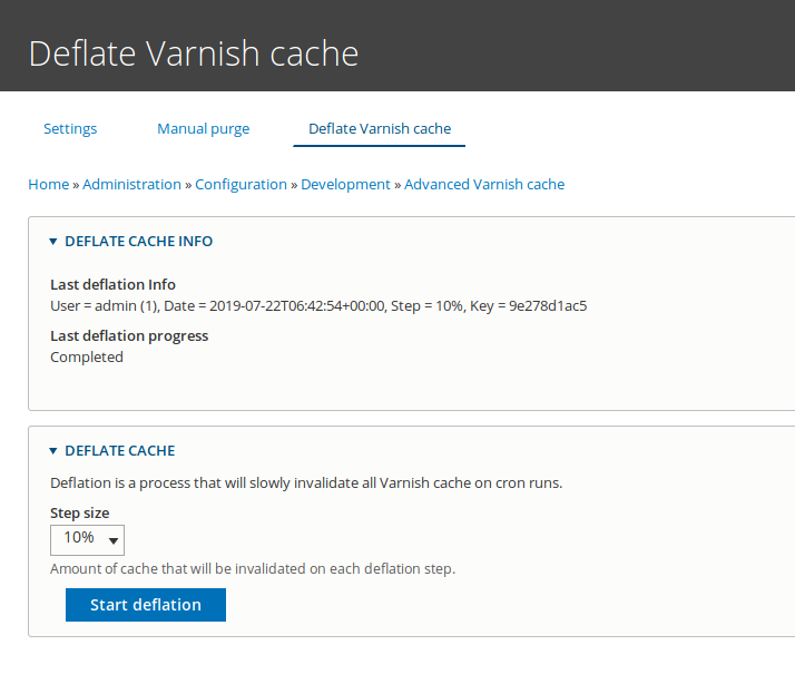 Deflate cache page