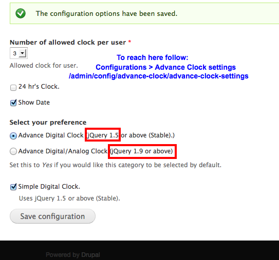 advance clock configuration