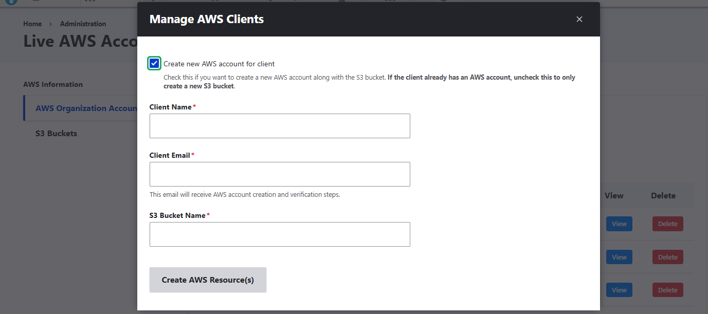 Aws cred Form