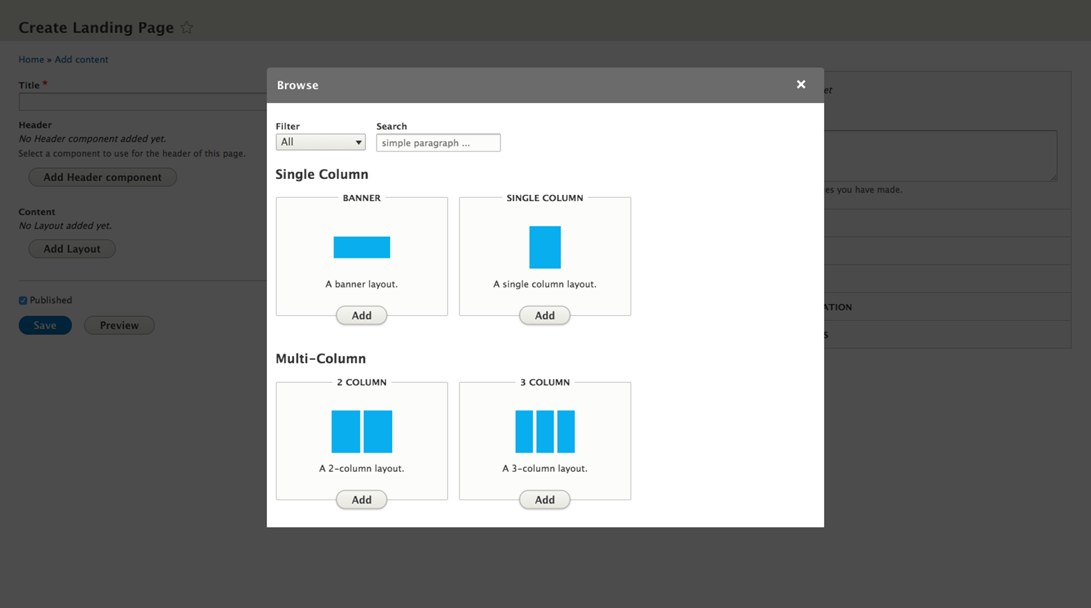 Display different layout types easily.