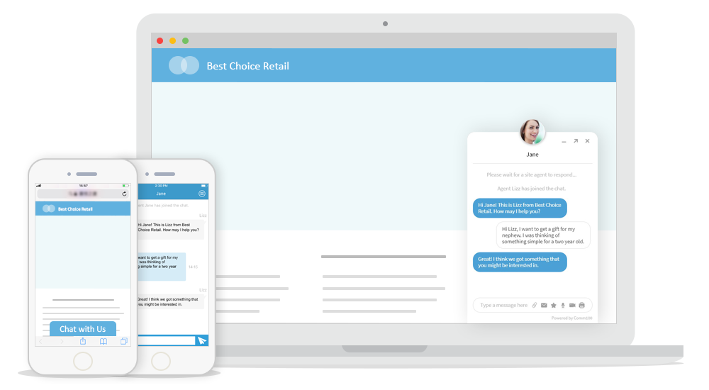 Comm100 Live Chat Visitor Window
