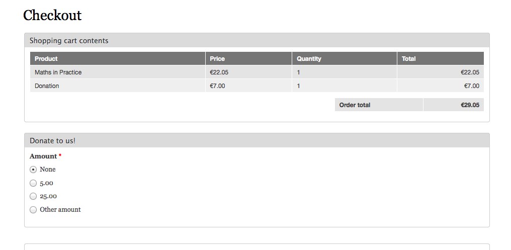 Commerce Donate checkout pane
