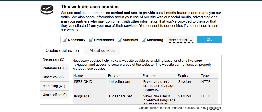 Cookiebot Banner Details Demo