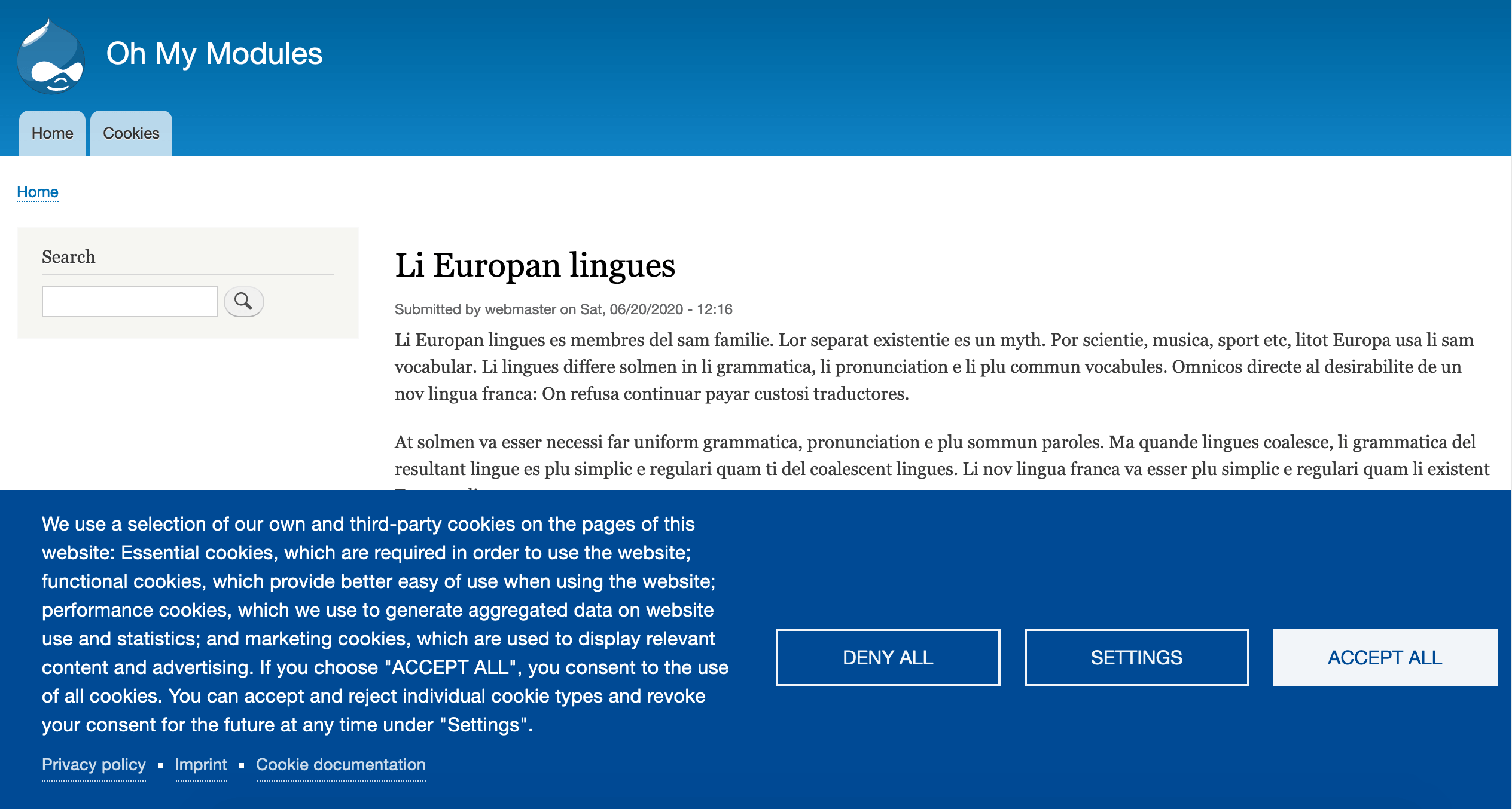 User Consent Banner