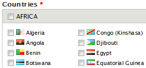 Countries Table Field with Country Icon integration