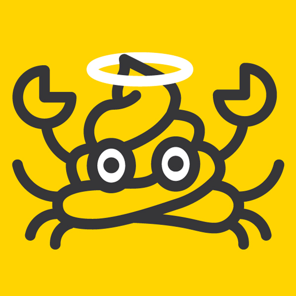 illustration of a crab which looks like poop with a gloriole