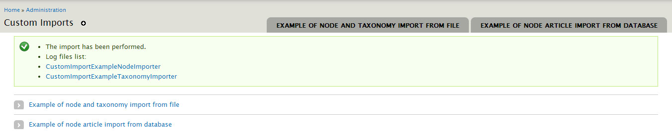 Custom import: example module