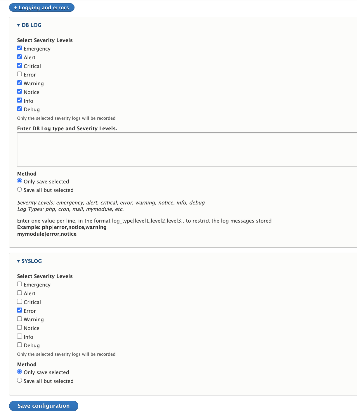 Dblog and Syslog Filter