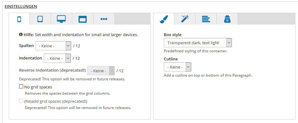 DROWL Paragraphs Settings