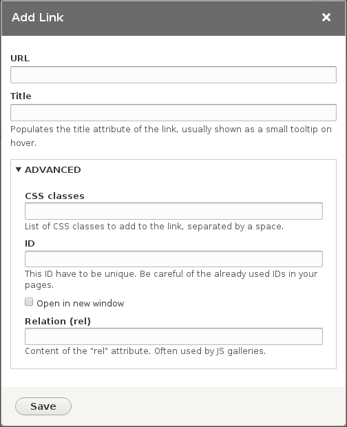 Enriched link dialog screenshot