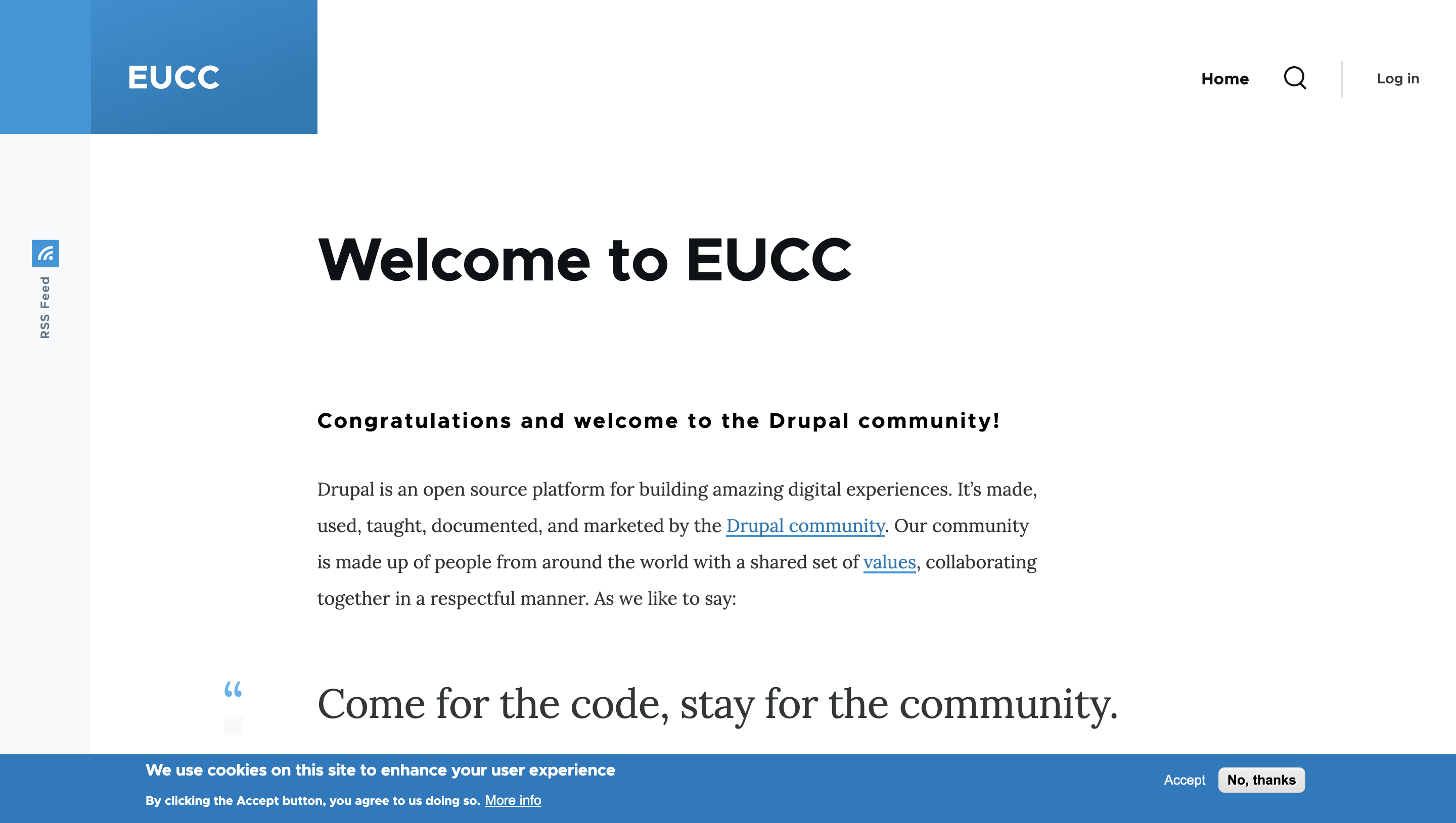 EU Cookie Compliance banner sample