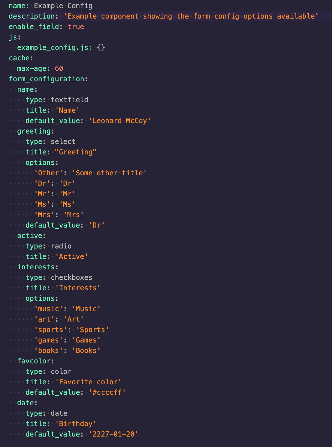 Example *.component.yml file used register the component.