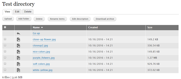 Filebrowser table view